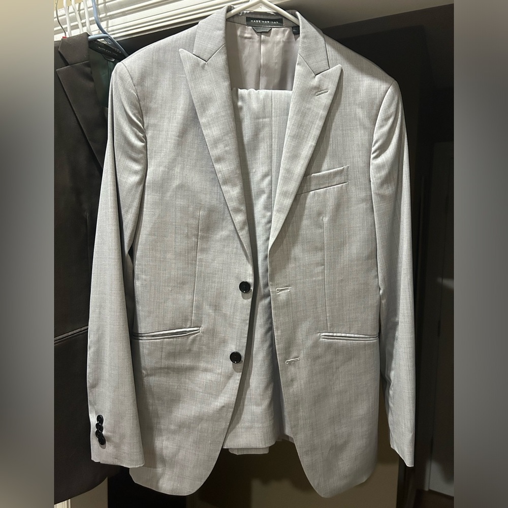 Indochino Light Gray Slim Fit Suit with Notch Lapel - 38 Long
